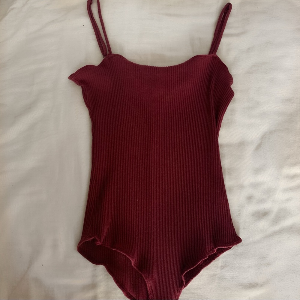 Maroon tank top bodysuit
